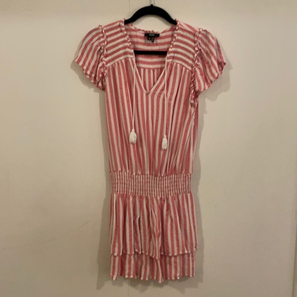 Paige pink and white striped smocked waist tiered dress